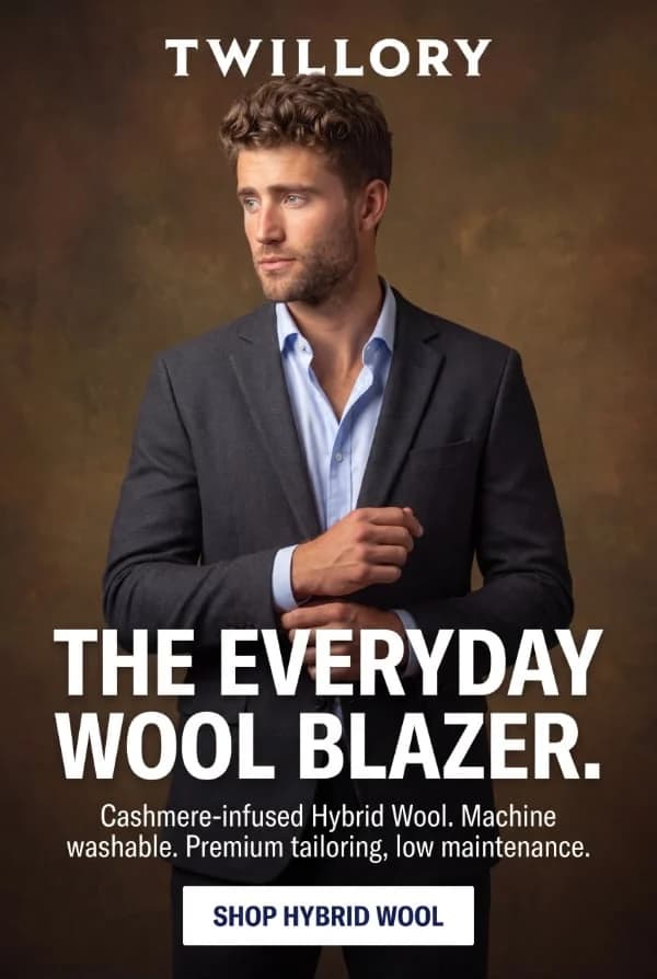 Twillory Meta ad built by LTV.ai: The Everyday Wool Blazer.